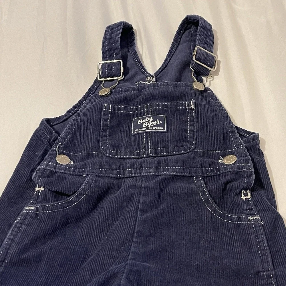 Vintage 90's Baby B'gosh/ Osh Kosh Corduroy Blue  Navy Overalls Size 12‎ Months